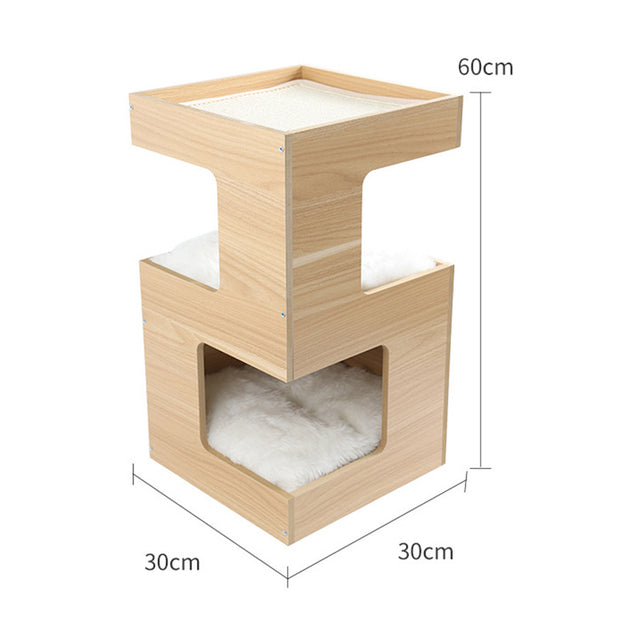 Solid Wood Double Layer Cat Nest